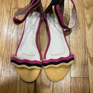 Chic Women's Pink, Black, and Yellow Sandals